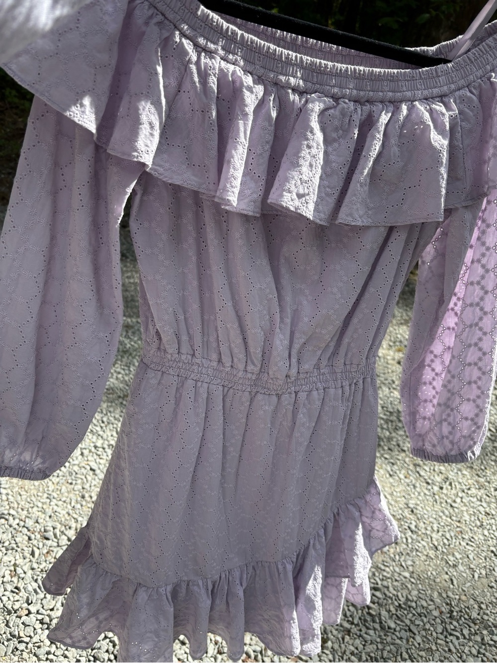 woman’s  lavender Eyelet Ruffle Dress -